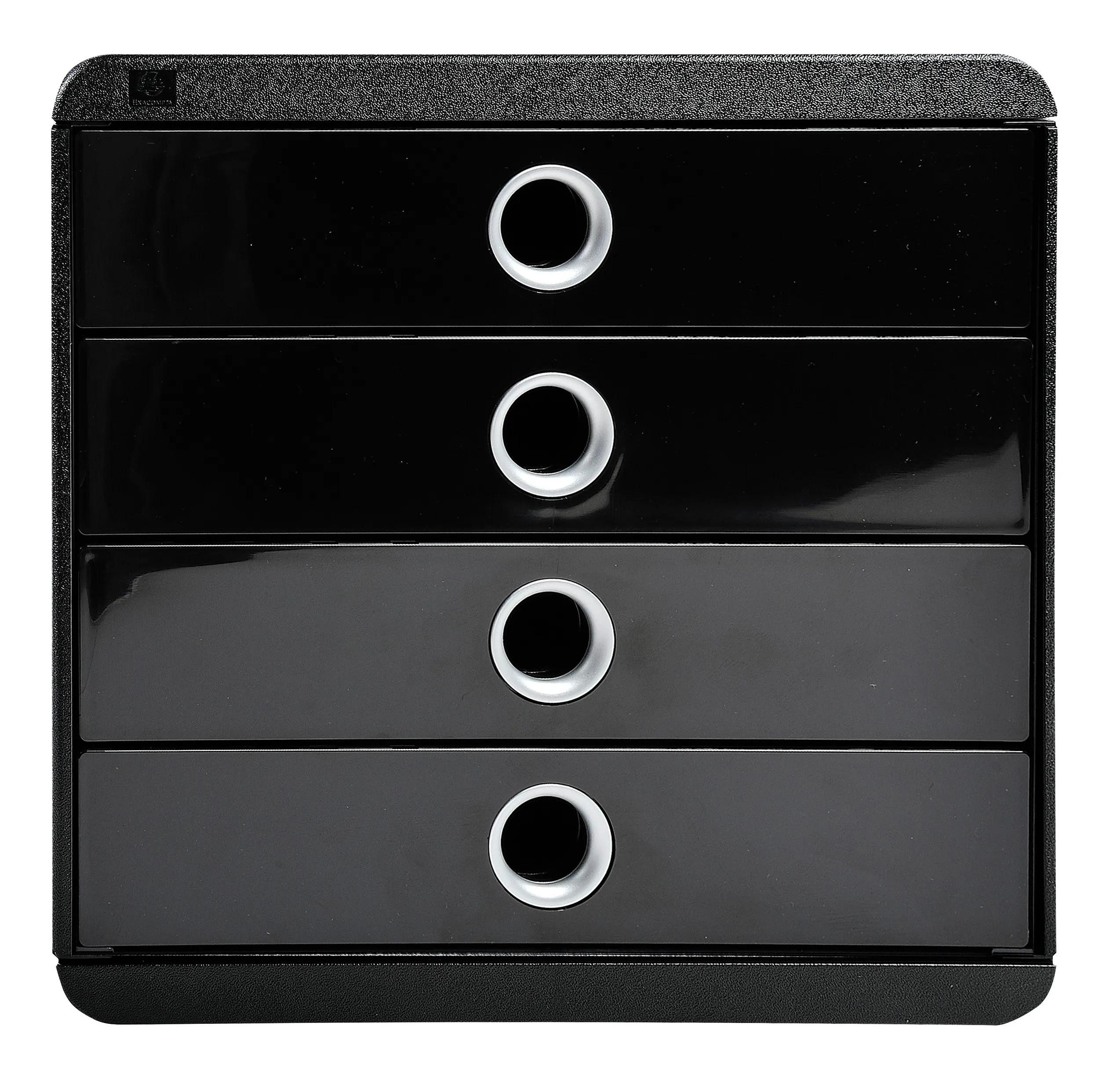 EXACOMPTA Schubladenbox Schubladenbox POP-BOX + 4 geschlossenen Laden, Schwarz Glossy, 314438D, Одежда и товары для бокса einzen