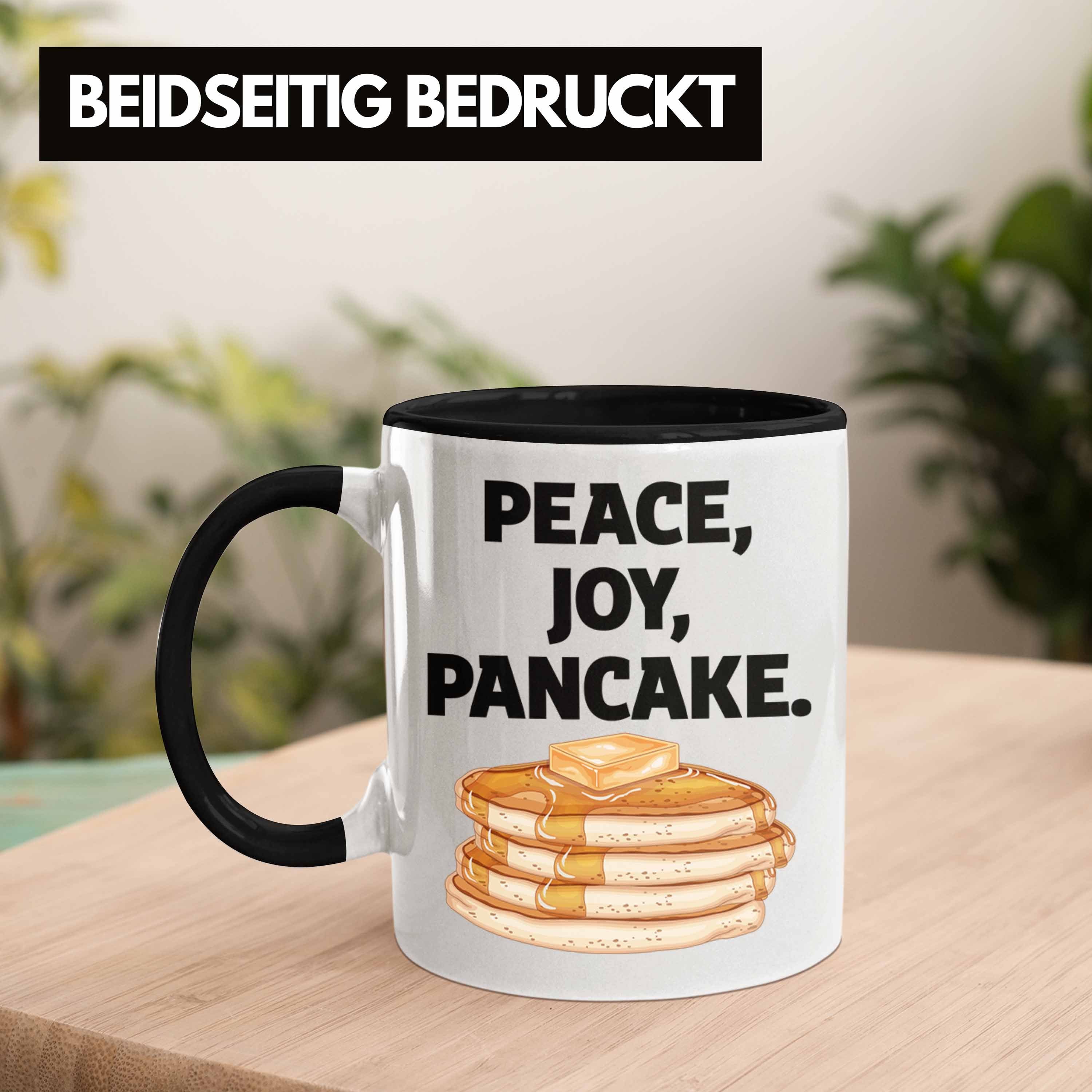 Kaffee-Becher Geschenk Eierkuchen Pancake Joy Schwarz Tasse Tasse Trendation Pfannkuchen Peace