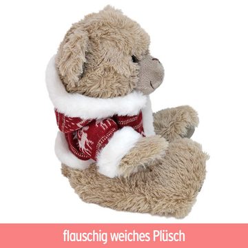BEMIRO Tierkuscheltier Plüsch Winter Teddybär mit Weihnachtsjacke - ca. 25 cm