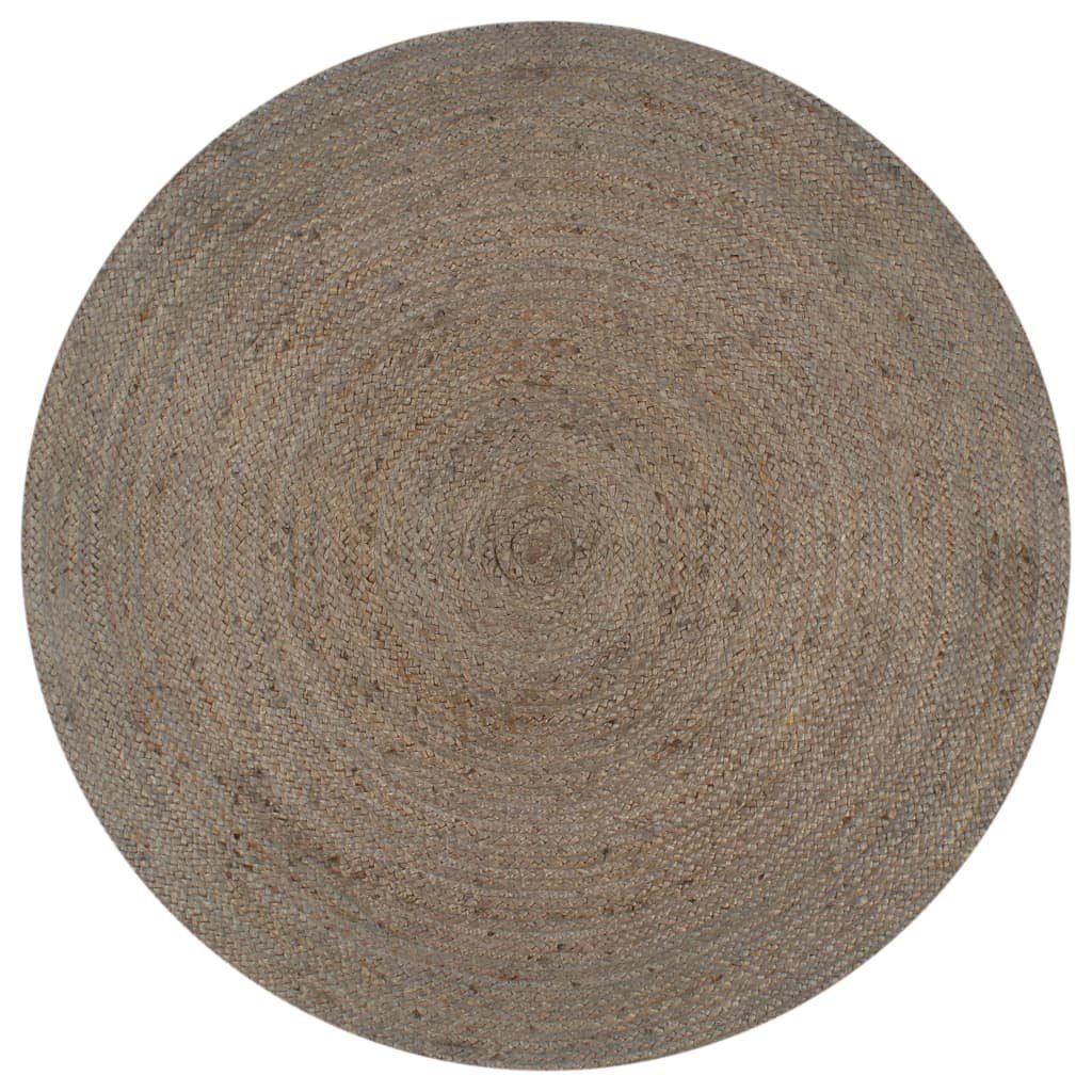 Teppich Handgefertigt Jute Rund 90 cm Grau, furnicato, Runde