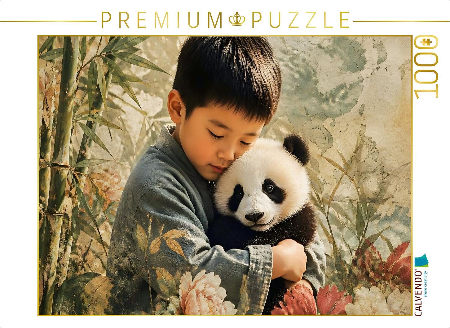 CALVENDO Puzzle CALVENDO Puzzle A Tender Encounter in the Bamboo Forest: A Chinese Boy, 1000 Puzzleteile