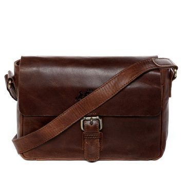 SID & VAIN Messenger Bag YALE, Umhängetasche klein - Bürotasche als Schultertasche - 27x7x20 cm -handgefertigte Ledertasche für Herren und Frauen, Taschen aus Leder braun