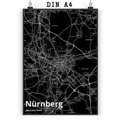 Mr. & Mrs. Panda Poster DIN A4 Nürnberg - Geschenk, Wandposter, Städte, Stadt Dorf Karte Land, Stadt Black (1 St)