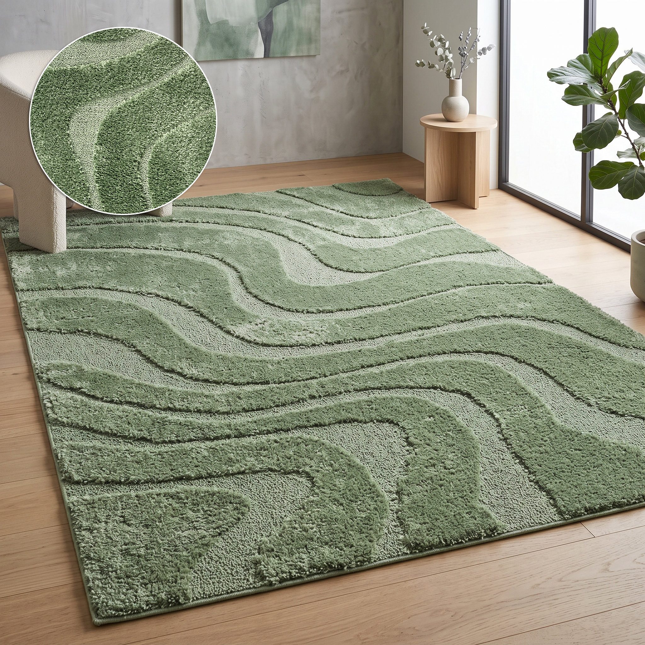 OTTO home Teppich Flowa, Wellenmuster, Hoch-Tief, rechteckig, Höhe: 20 mm, Modernes Design, 3D Optik, Designteppich, Wohnzimmer