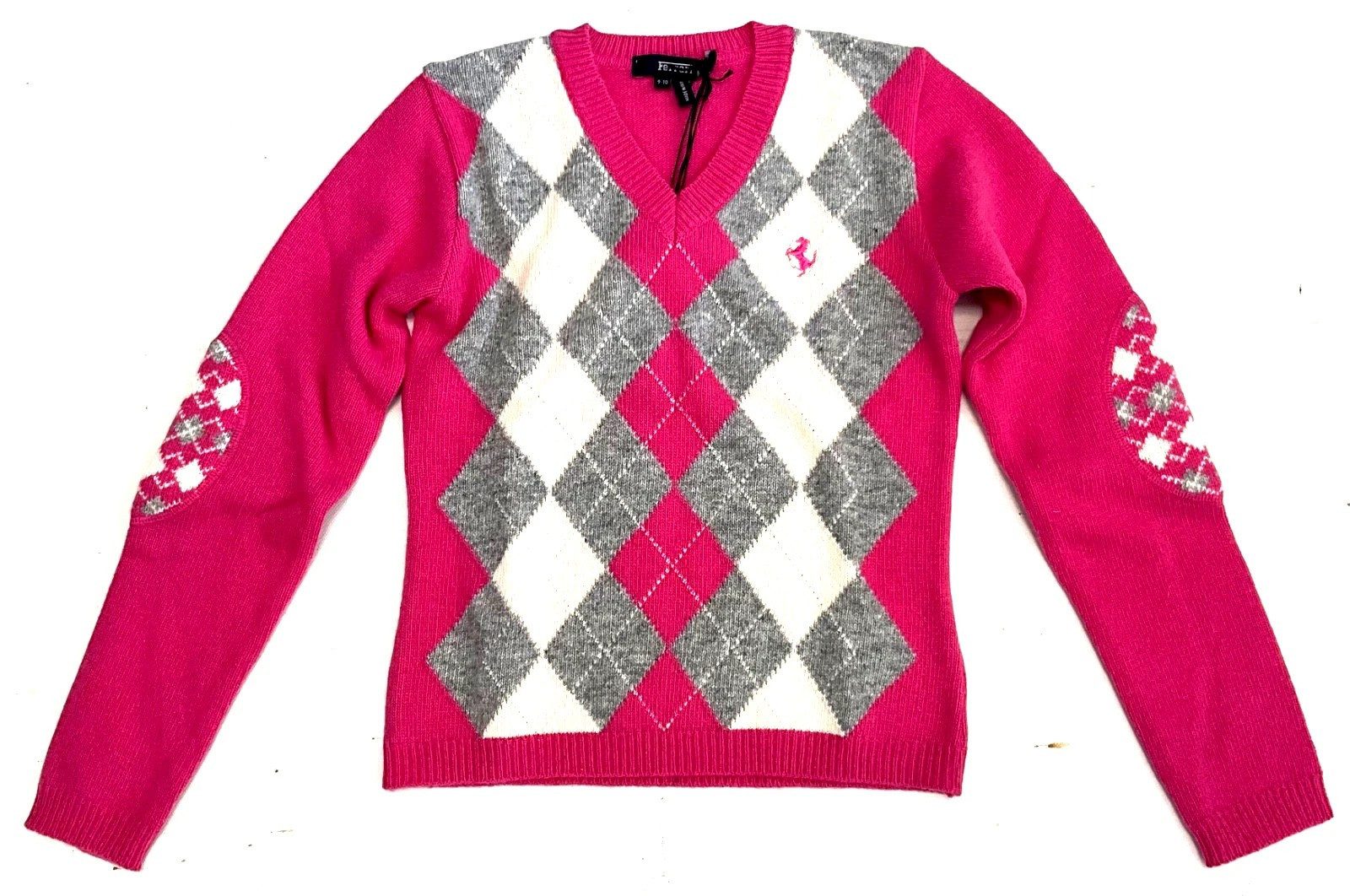 Ferrari V-Ausschnitt-Pullover Ferrari Kinder Pullover, Ferrari Girl Diamond VNeck Tricot mit V-Ausschnitt