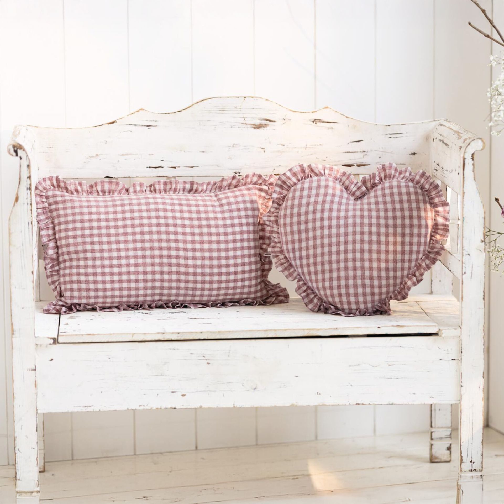 Home-trends24.de Kissenbezug Karo Kissenhülle Vintage Kissenbezug Sofa Kissen rot weiß, (1 Stück)