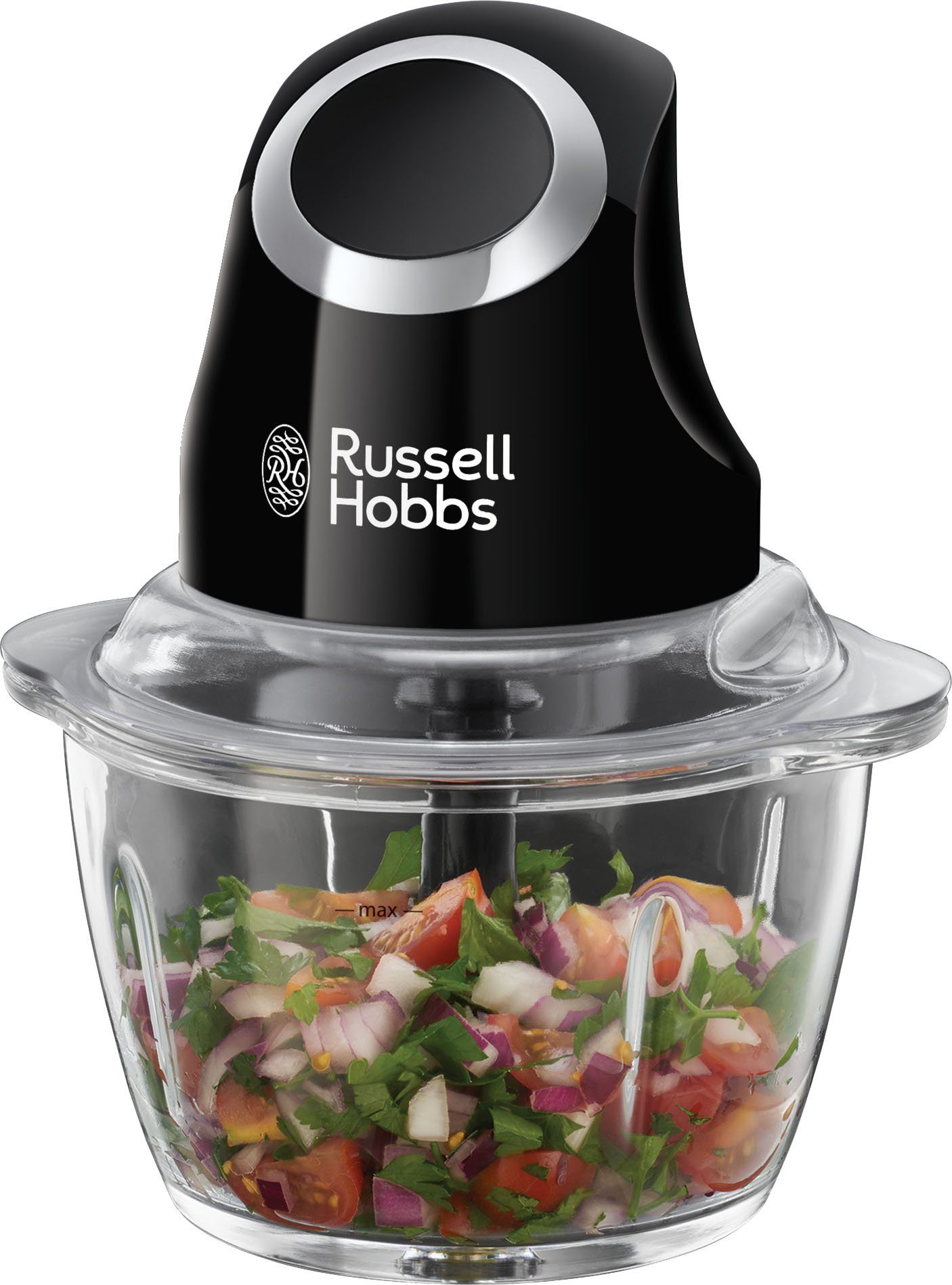 RUSSELL HOBBS Zerkleinerer Matte Black 24662-56 Mini, 200 W,  Ein-Hand-Bedientaste, Universelle Edelstahlklinge - für alle Arten von  Lebensmitteln geeignet