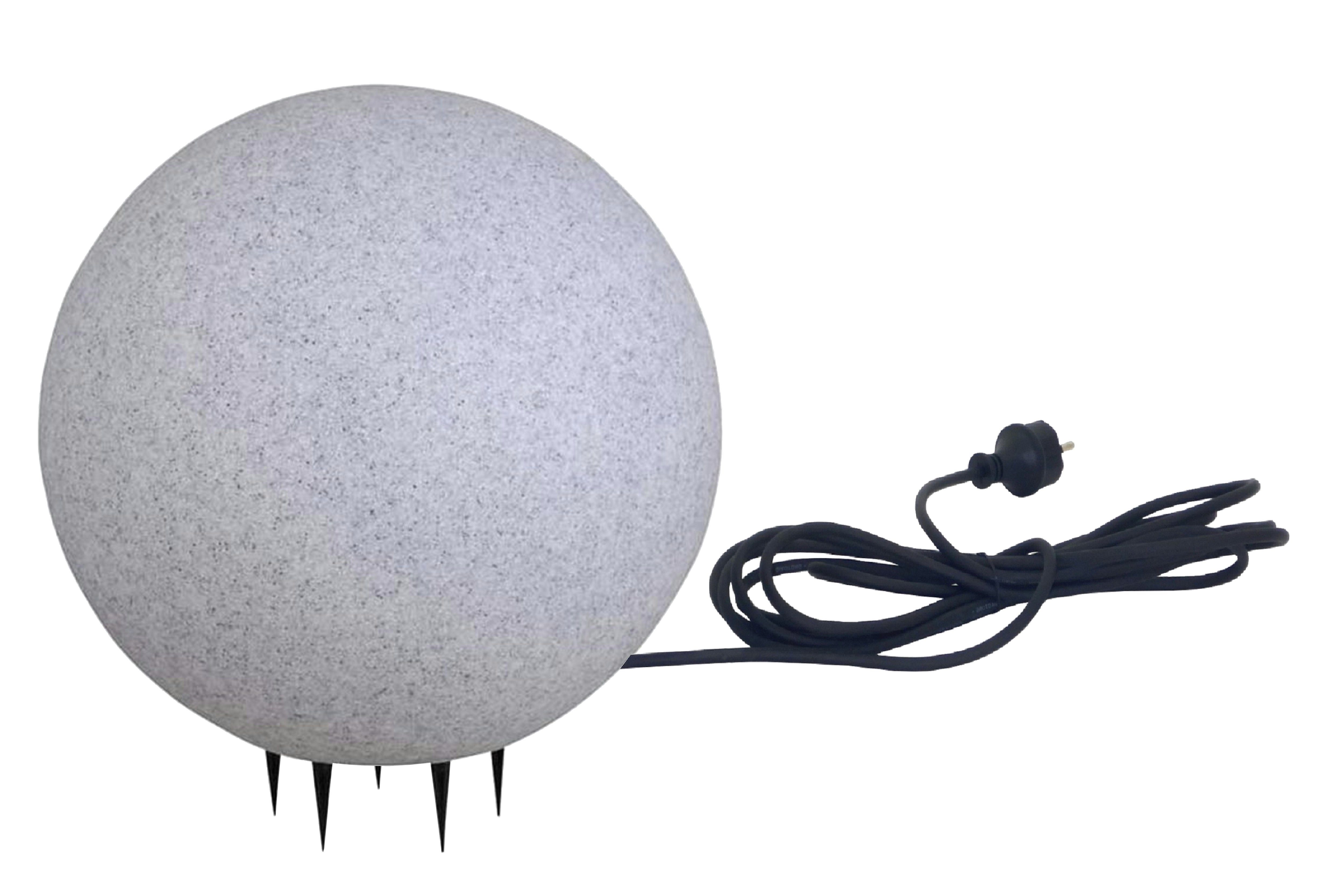 TRANGO Gartenleuchte, *NATURE* 3er Set Kugellampe 23400G Granit-Optik Gartenkugel, Außenleuchte Lieferumfang je 1x Ø 20, 30, 40cm, IP65 Strahlwassergeschützt für Außen und Innen geeignet