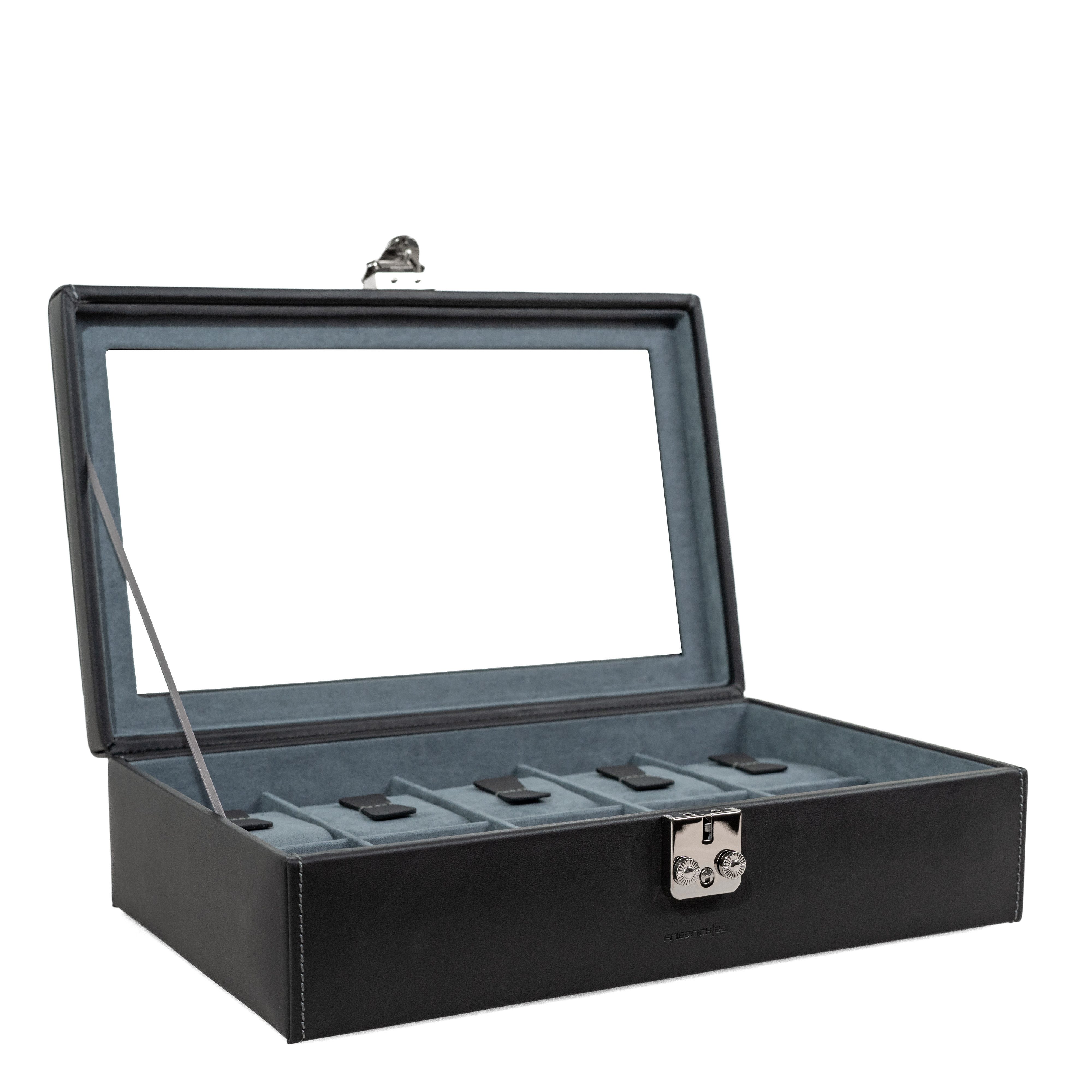 Friedrich23 Uhrenbox aus Leder Infinity mit Glasdeckel für 10 Uhren