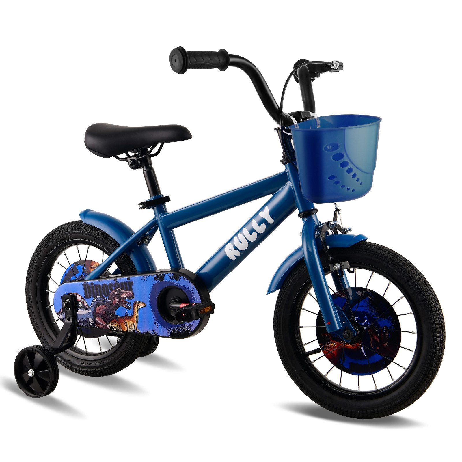 RULLY Kinderfahrrad Kinderfahrrad für Jungen 12–16 Zoll, 2–6 Jahre, 1 Gang, Mit Korb, Puppensitz, Stützrädern, Schutzblechen & Klingel