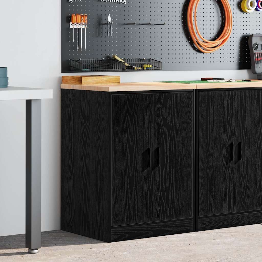 vidaXL Werkzeugschrank Garagen-Aufbewahrungsschrank Schwarz Massivholz Kiefer (1-St)