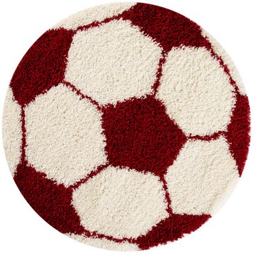 Kinderteppich Fußball-Design, Carpettex, Rund, Höhe: 30 mm, Kinder Teppich Fußball-Form Kinderzimmer versch.farben und größen