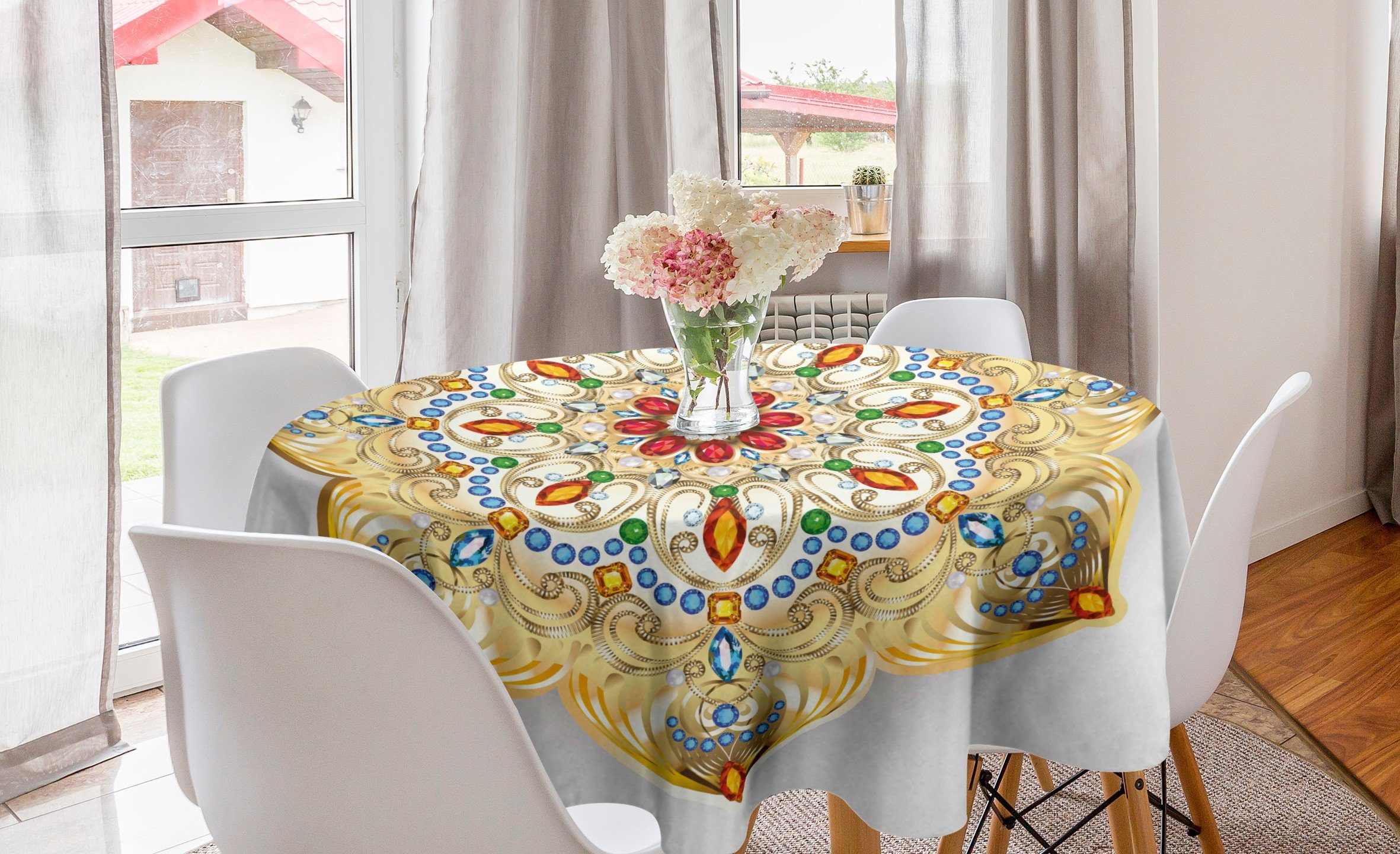 Abakuhaus Tischdecke Abdeckung Esszimmer Lively Bunte Küche für Tischdecke Dekoration, Mandala Kreis