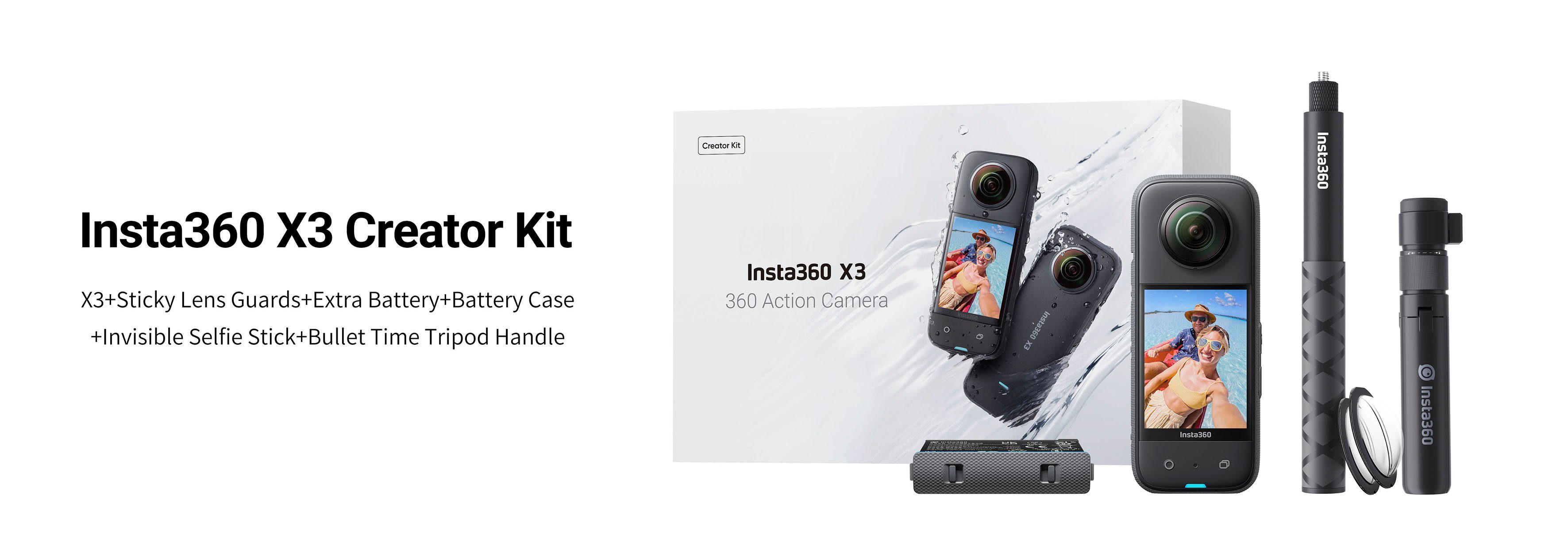 Bluetooth, (5,7K, WLAN Camcorder Creator Kit Insta360 (Wi-Fi) X3