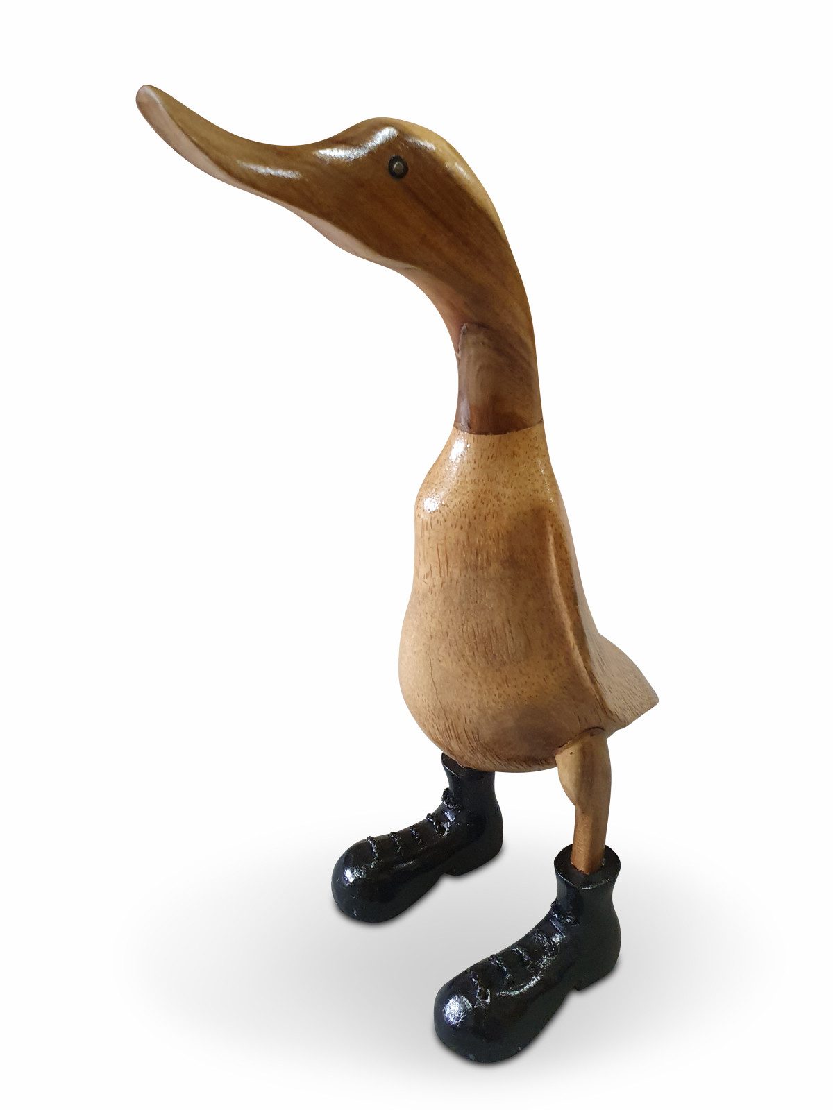 Kinaree Dekofigur Deko Holz Ente mit Gummistiefel, Handgefertigt, Naturprodukt