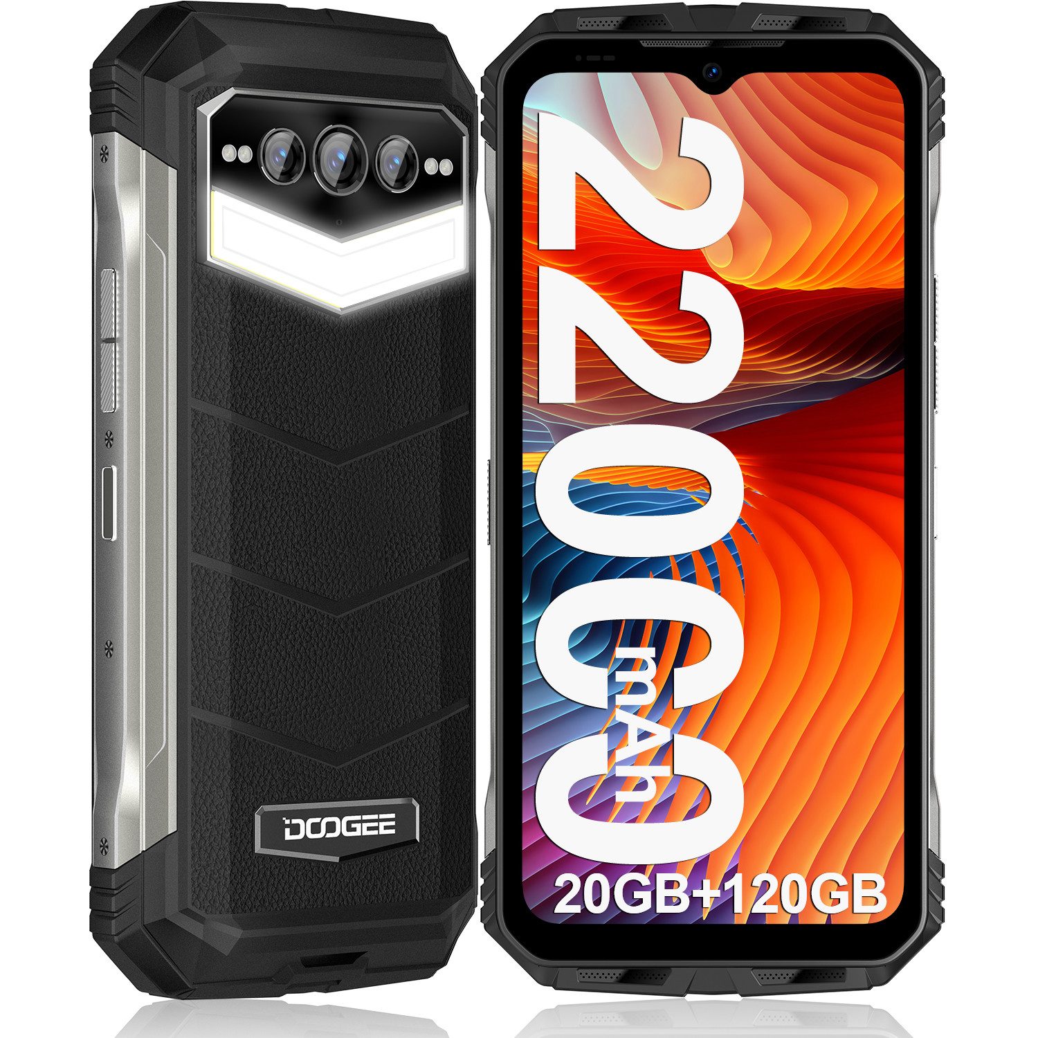 DOOGEE S100PRO Smartphone (6,58 cm/6.9 Zoll, 256 GB Speicherplatz, 32 MP Kamera, 6.58" FHD+, 20GB+256GB, 108MP+20MP Nachtsicht-Kamera, 22000mAh)