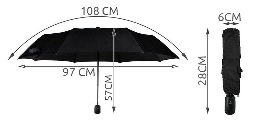 MALATEC Taschenregenschirm Taschenschirm Regenschirm, Zusammengefaltet nur 28 cm hoch, passt problemlos in Handtaschen