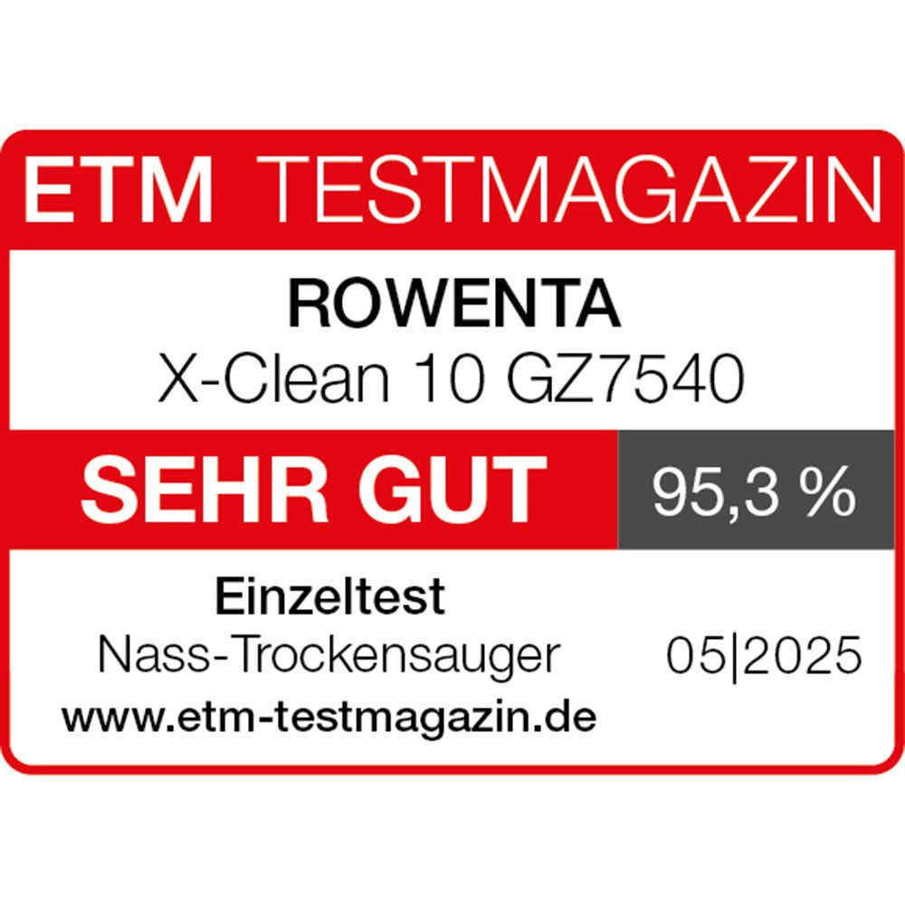 Rowenta Nass-Trocken-Sauger X-Clean 10, Saugen und Wischen, lange Laufzeit, LED-Bildschirm, 200 W, beutellos, selbstreinigend und -trocknend, geeignet für Hartböden, GZ7540