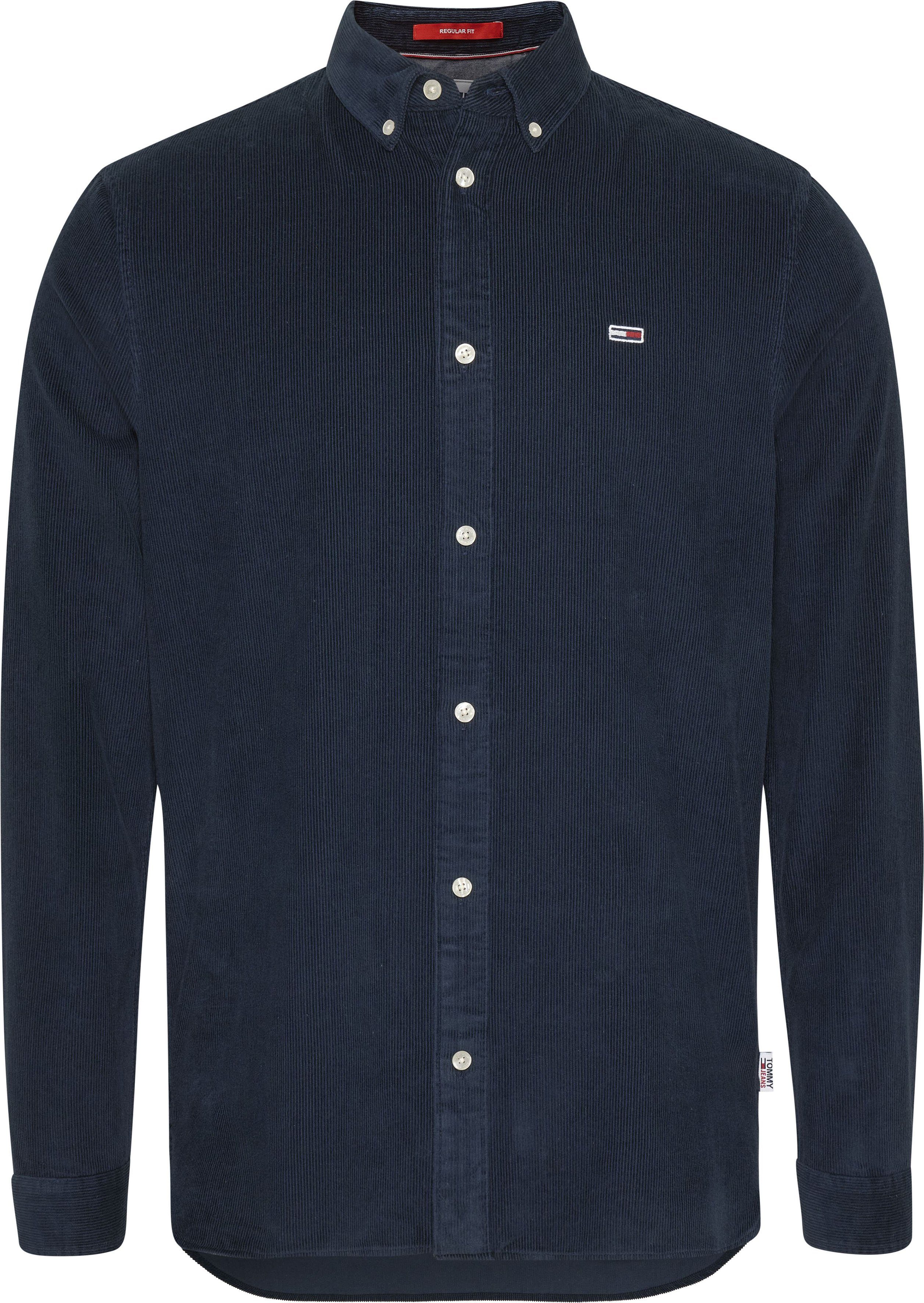 Tommy mit SEASONAL Logostickereien Langarmhemd CORD Twilight Jeans Navy SHIRT TJM