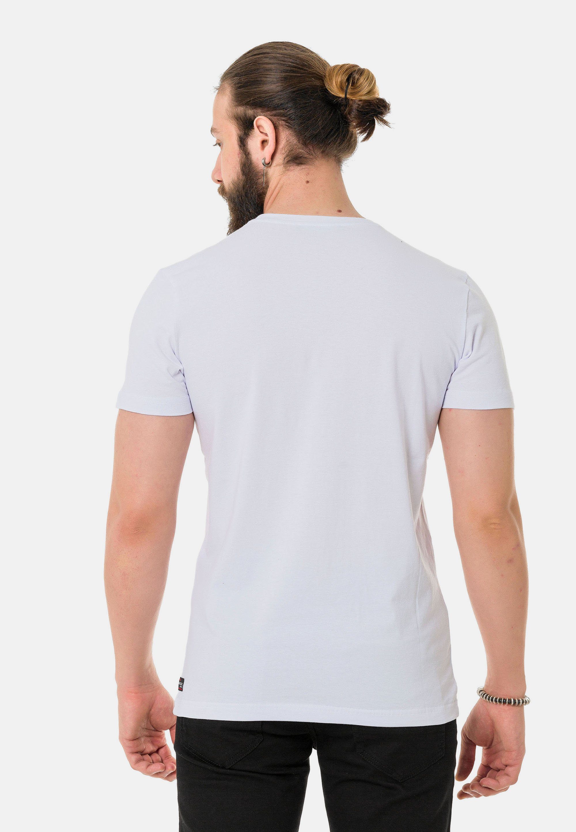 Cipo & Baxx T-Shirt mit Work-Aufdruck weiß coolem