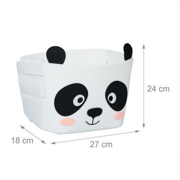 relaxdays Aufbewahrungskorb 3 x Filz Aufbewahrungskorb Panda-Motiv
