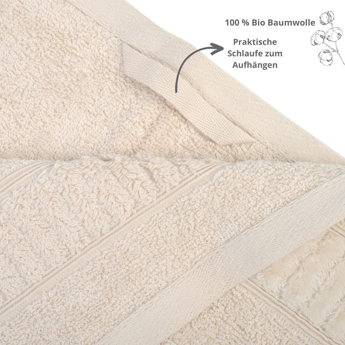 liebling Handtuch Organic, 100% Bio Baumwolle, hochwertige Qualität 500 gr./m², knitterarm, luxuriös, mit Schlaufe