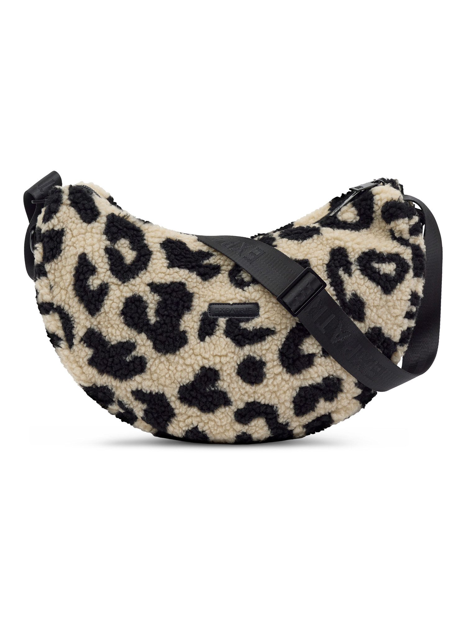 Expatrié Umhängetasche Leni Half Moon Bag, Halbmondtasche aus weichem Teddy Stoff