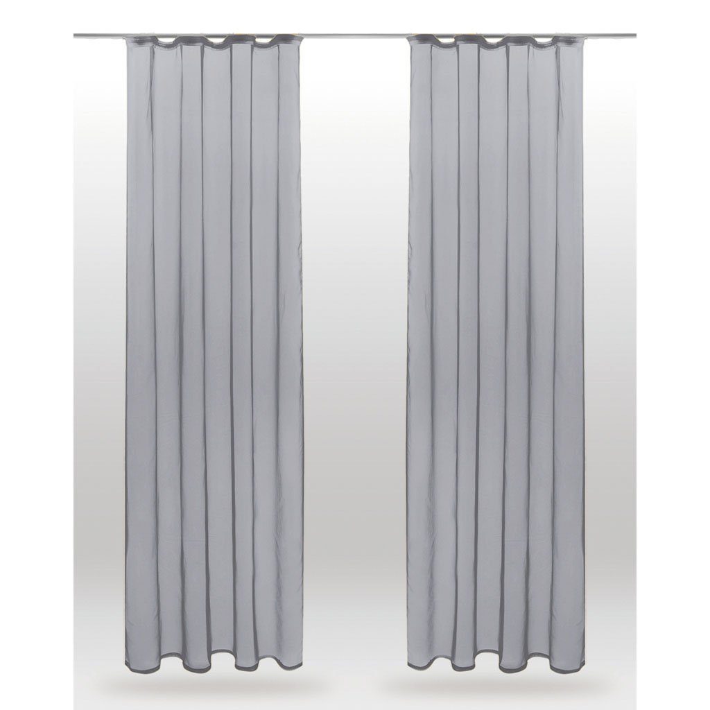 Vorhang, Bestlivings, Kräuselband (2 St), Grau (2 transparent, mit Gardinenset "Transparent" Voile, Universalband) Dekoschals