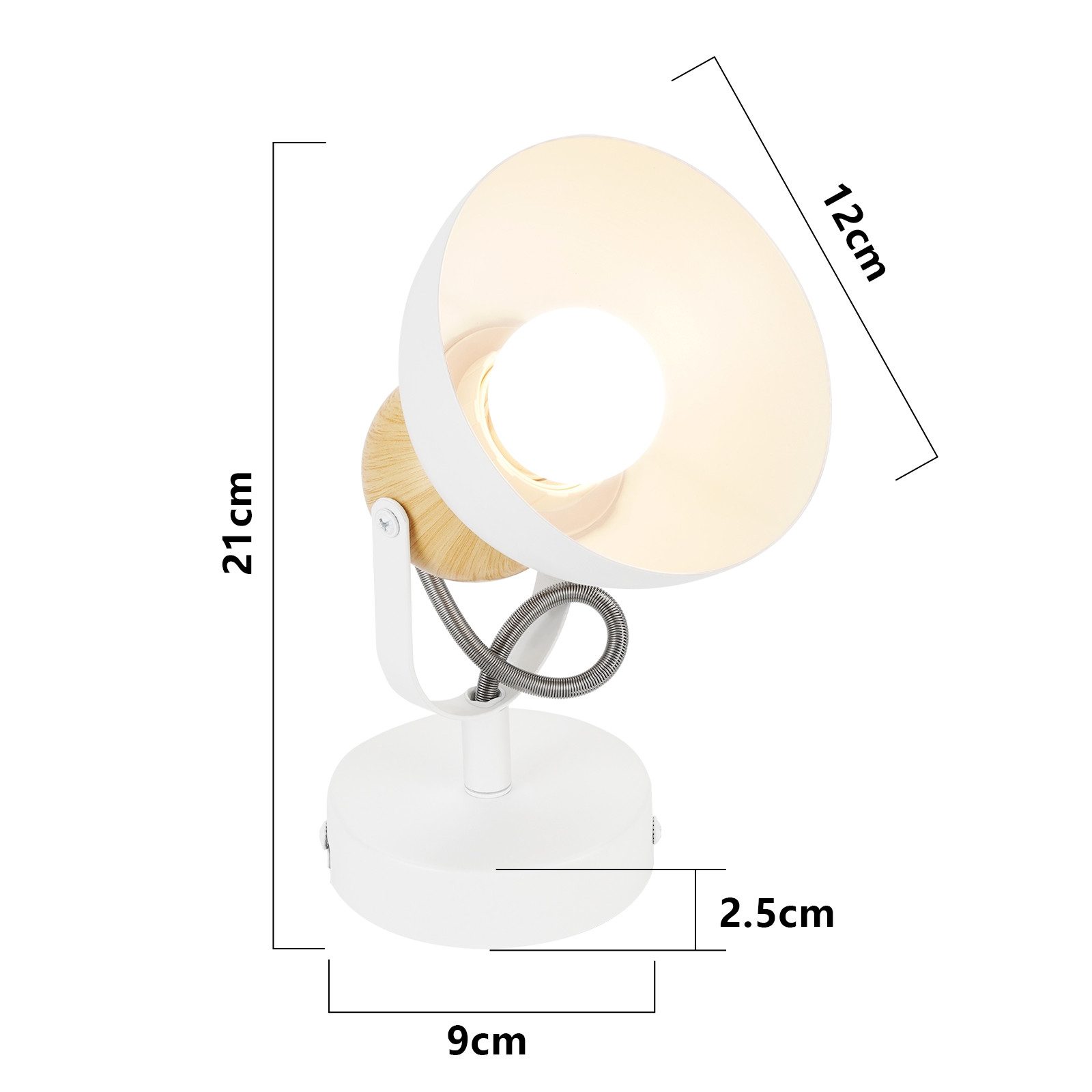 ZMH Deckenstrahler 1 Flammig Retro E27 Flurlampe Industrial Deckenleuchte für Flur Küche, Einfache Installation, ohne Leuchtmittel, Weiß Schwenkbar 350° Wandstrahler Metall Wohnzimmer