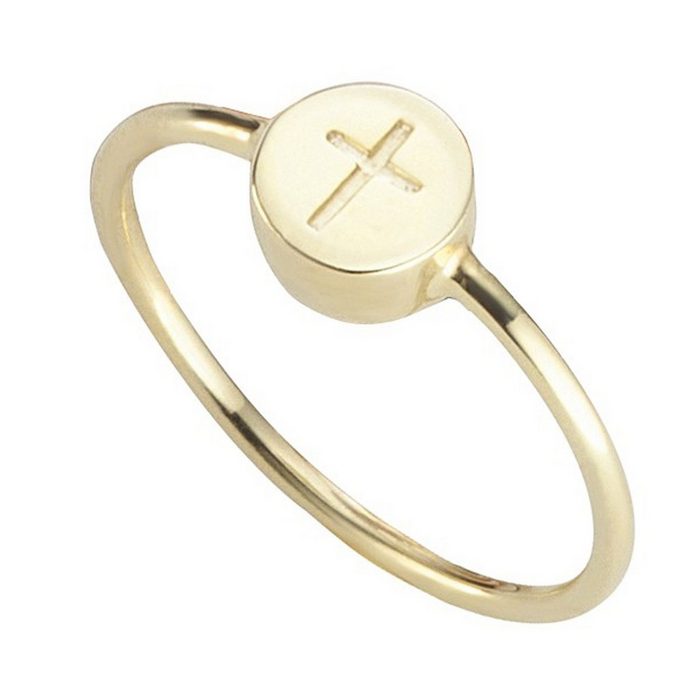 CAÏ Fingerring 925/- Sterling Silber vergoldet Kreuz
