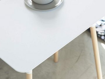 Yamazaki Beistelltisch "Plain" Design Ablagetisch, Sofatisch, Nachttisch, Metallplatte, 45x50x30cm, weiß