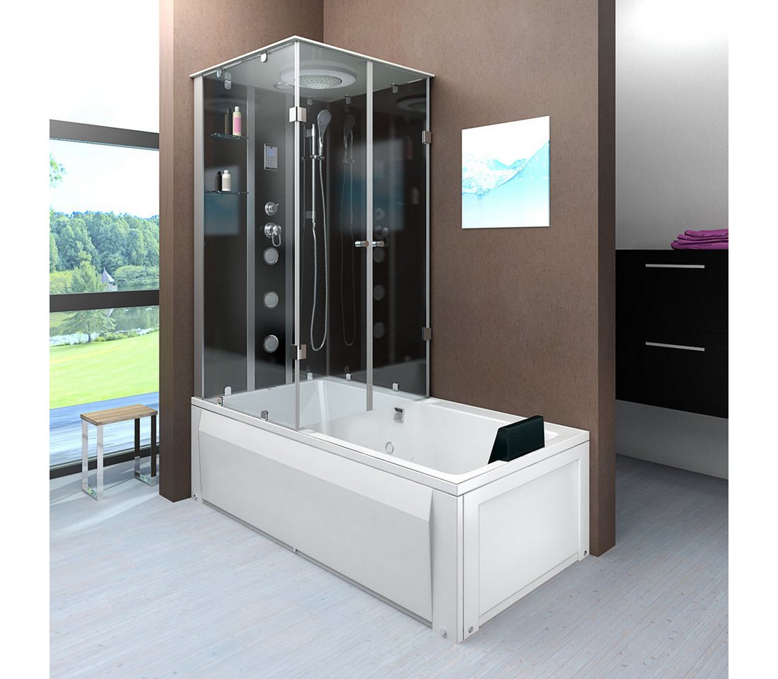 Thumbnail - AcquaVapore Grossraumdusche Dusche Wanne Kombination K05-R31 90x180, Sicherheitsglas ESG, inklusive Duschwanne, Moderner...