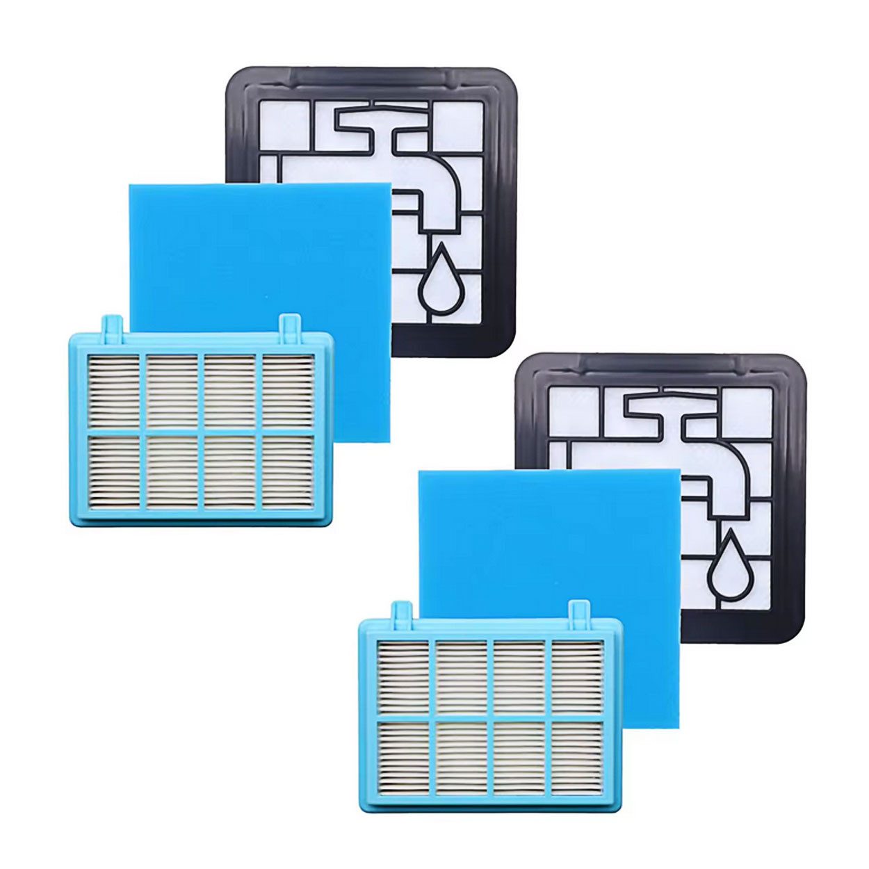 ARLI HEPA-Filter 2x Hepa Filterset 3 teilig, Zubehör für Philips FC8010/01 FC8010/02 FC9331 FC9332, Ersatzfilter