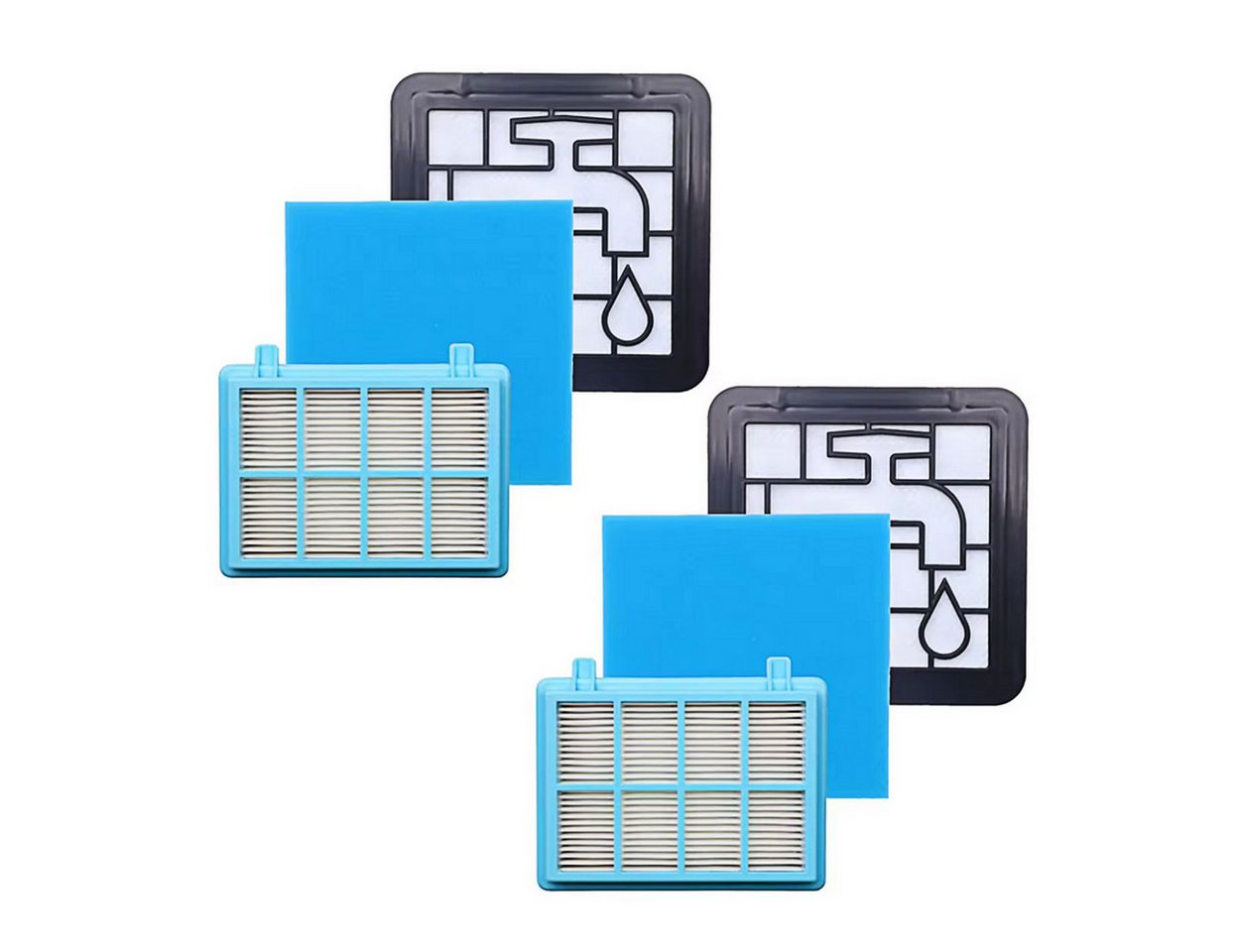 ARLI HEPA-Filter 2x Hepa Filterset 3 teilig, Zubehör für Philips FC8010/01 FC8010/02 FC9331 FC9332, Ersatzfilter