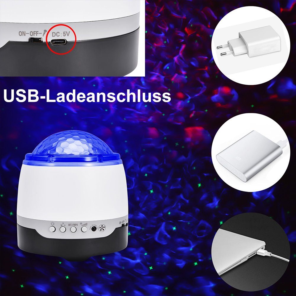 Laybasic Nachtlicht Nachtlicht Projektor,LED Dimmbares Projector, Sternenhimmel LED Bluetooth-Lautsprecher, Galaxy Sprachsteuerung, Weiß-1 Zeitschaltuhr Licht