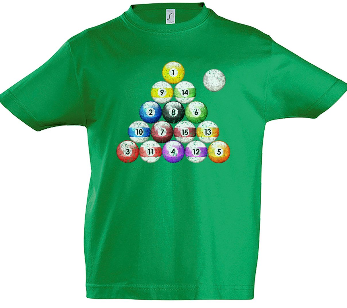 Print-Shirt Pool Billard Vintage Kinder T-Shirt Sport Eightball 8 Ball Kugeln