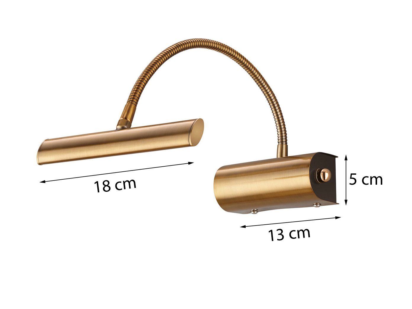 TRIO Leuchten LED Bilderleuchte, Dimmfunktion, LED fest integriert, Über Drehdimmer stufenlos dimmbar, Warmweiß, Wandleuchte zur gezielten Bilder-Beleuchtung mit Flex-Arm, Breite 18cm