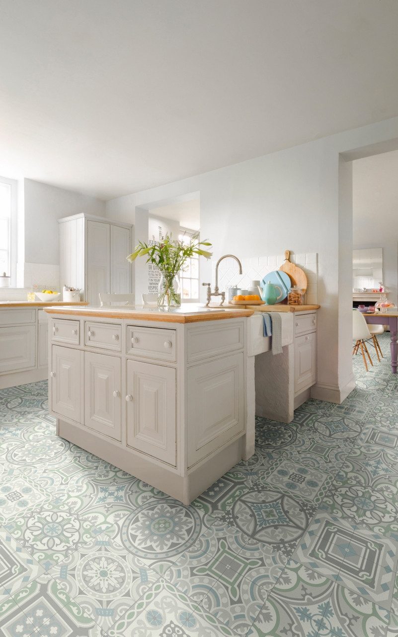 misento Vinylboden Arctic in Boho Fliesenoptik, für Feuchtraum- und Privatbereiche, PVC Bodenbelag Meterware 200/400 cm Breite, 2,8 mm Stärke