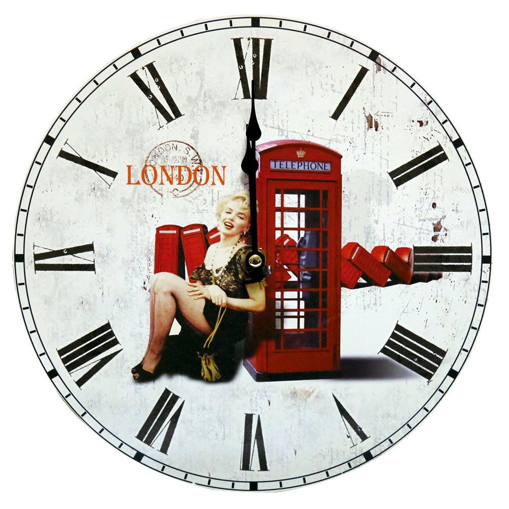 EGLO Wanduhr (Retro Design Wand Uhr London Deko Zeit Anzeige Römische Zahlen)