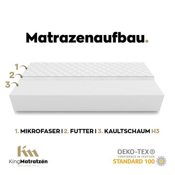 Kaltschaummatratze KingKOMFORT 70x200x10cm aus hochwertigem Kaltschaum, KingMatratzen, 10 cm hoch, Rollmatratze mit waschbarem Bezug