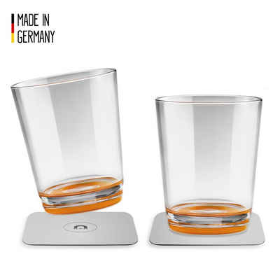 SILWY Gläser-Set »SILWY 2 x Trinkbecher mit Magnetboden hub orange inkl. 2 Nano-Gel-Pads 0,25l«, Kunststoff