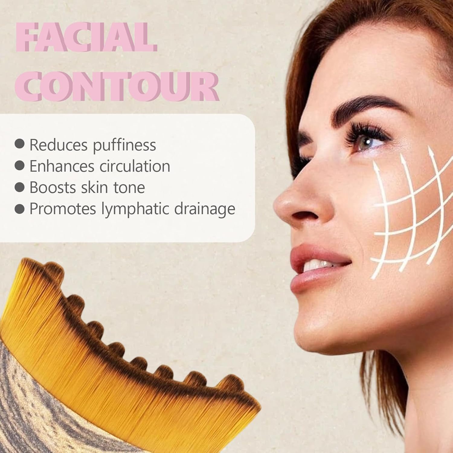 Forrlite Gesichtsmassagegerät Lymphatic Contour Face Brush, Gesichts Lymphdrainage Massagegerät, Ergonomisch Gestaltet, Um Sich Genau An Die Haut Anzupassen
