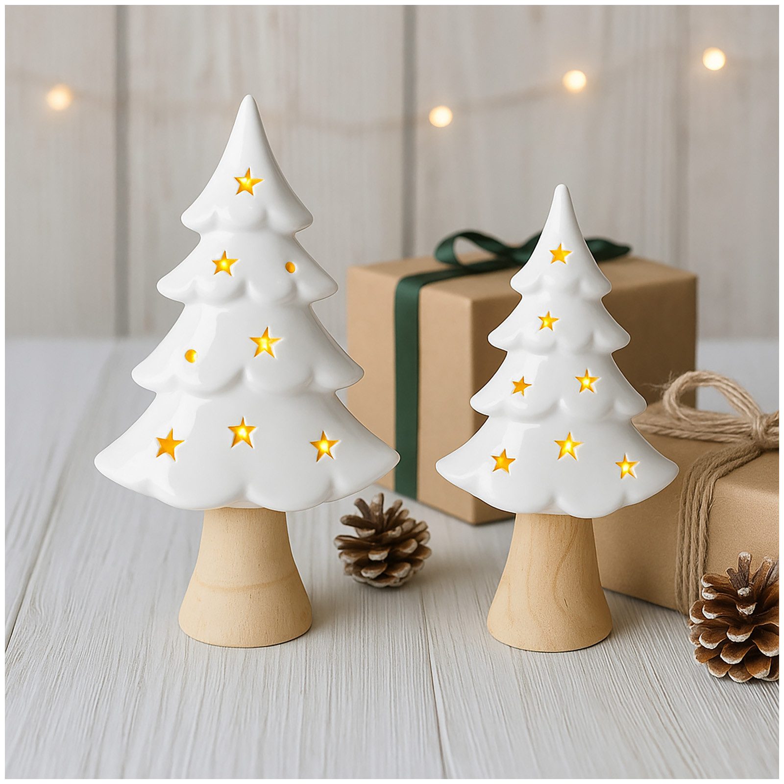 HTI-Living Weihnachtsfigur LED Winterbaum 2er Set mit Leuchtsternen (Set, 2 günstig online kaufen