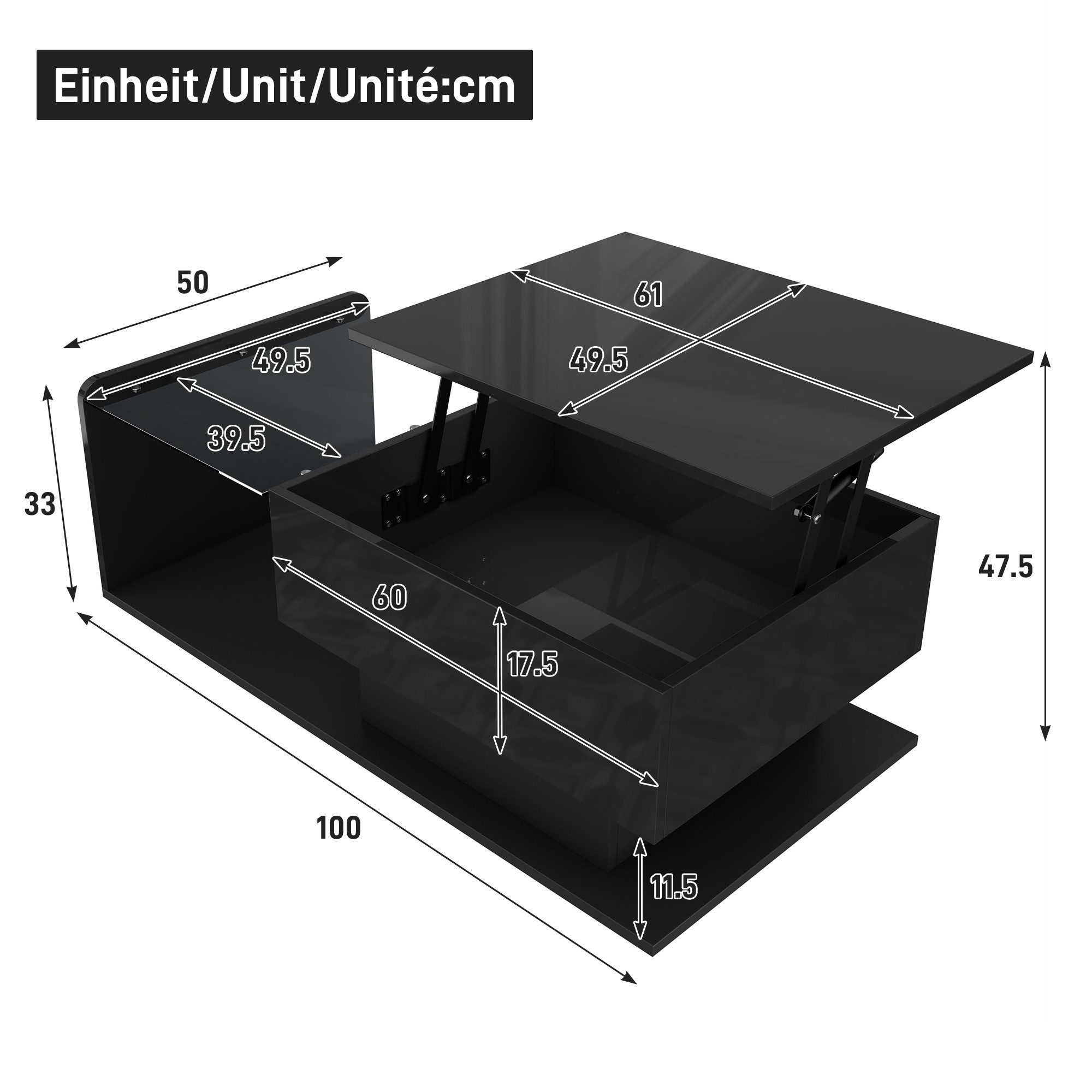 Ulife Couchtisch Beistelltisch mit Glasplatte und günstig online kaufen