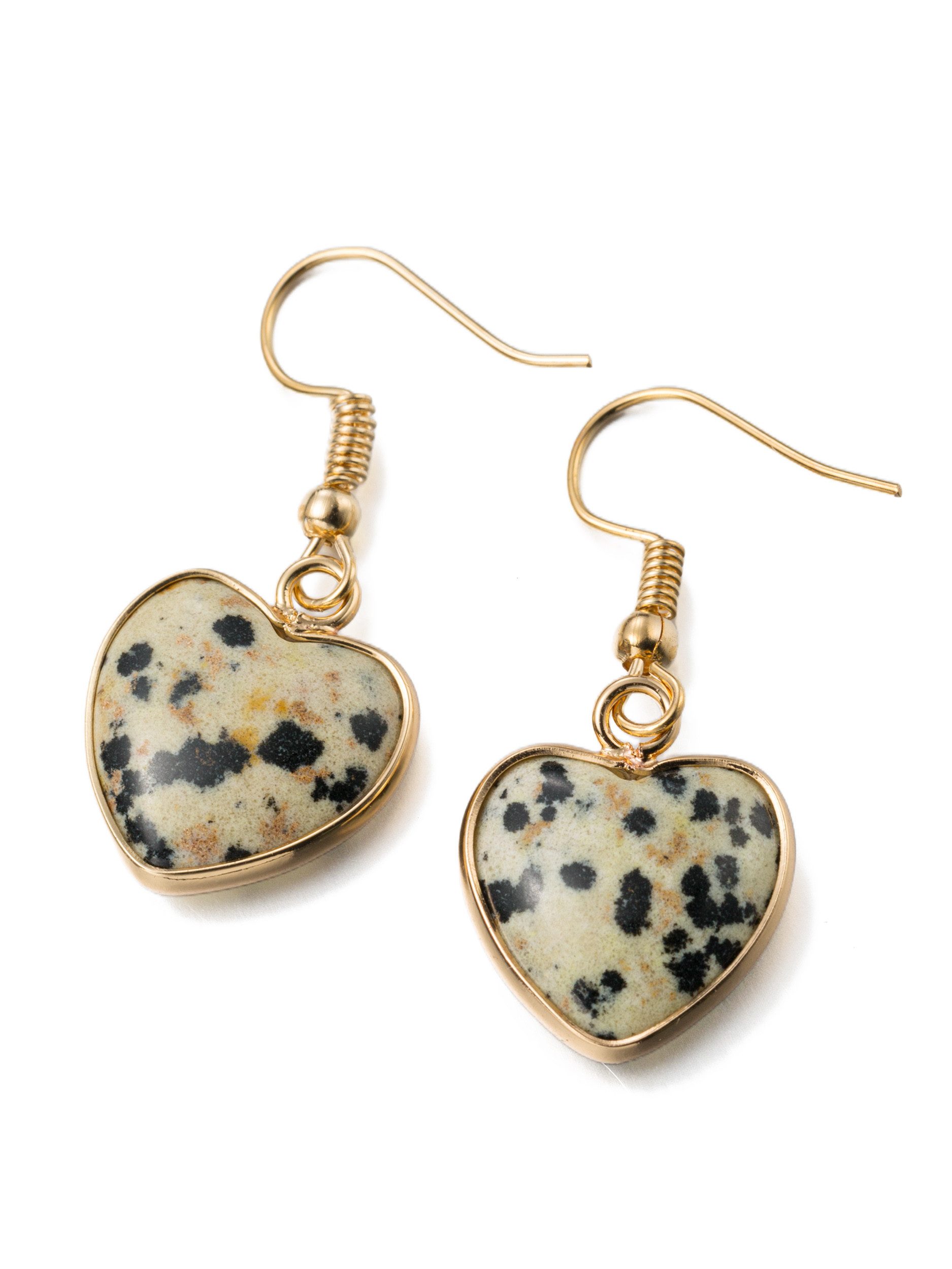 Aniston JEWELRY & WATCHES Paar Ohrhaken Schmuck Geschenk Edelstahl Ohrschmuck Ohrringe Herz Edelsteine, Made in Germany - mit Dalmatiner Jaspis