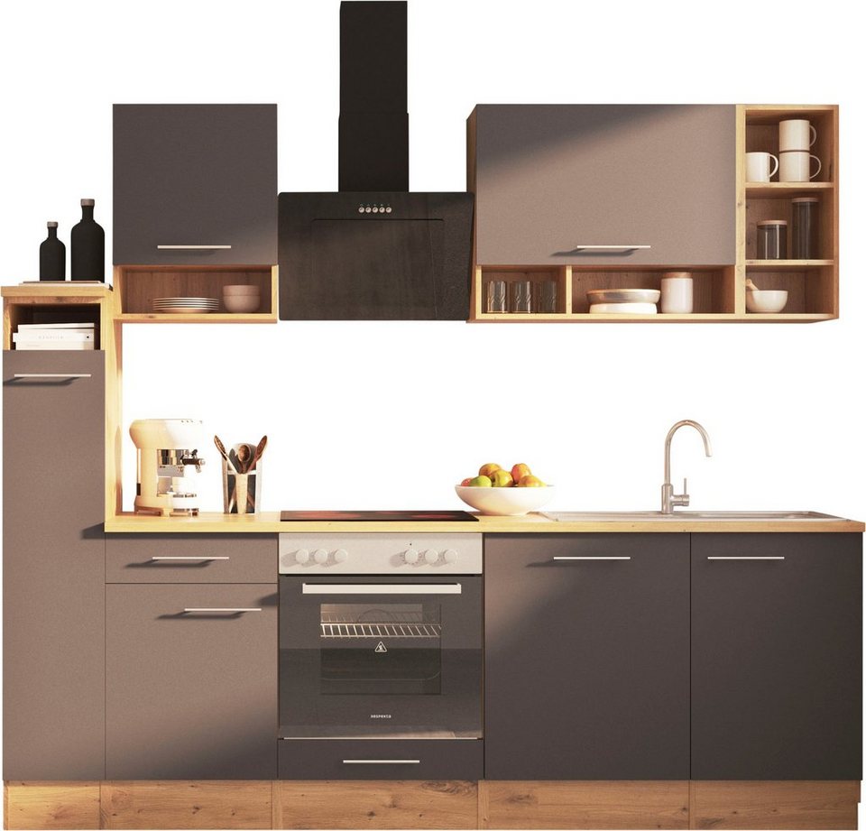 RESPEKTA Küche Hilde, Breite 250 cm, wechselseitig aufbaubar, exkl.  Konfiguration für OTTO, Herdumbauschrank mit Klapptür für Backblech