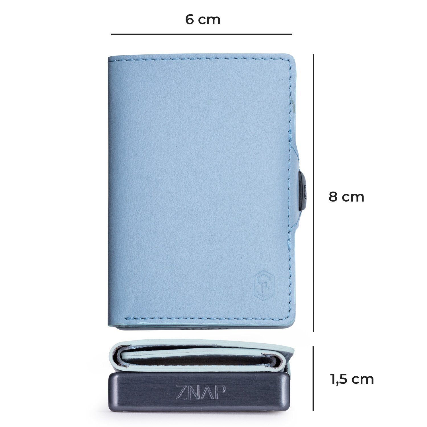 Slimpuro Geldbörse ZNAP Wallet Portemonnaie (Set), Münzen Bankkarten Pastellblau Herren RFID-Schutz Geldscheine Damen