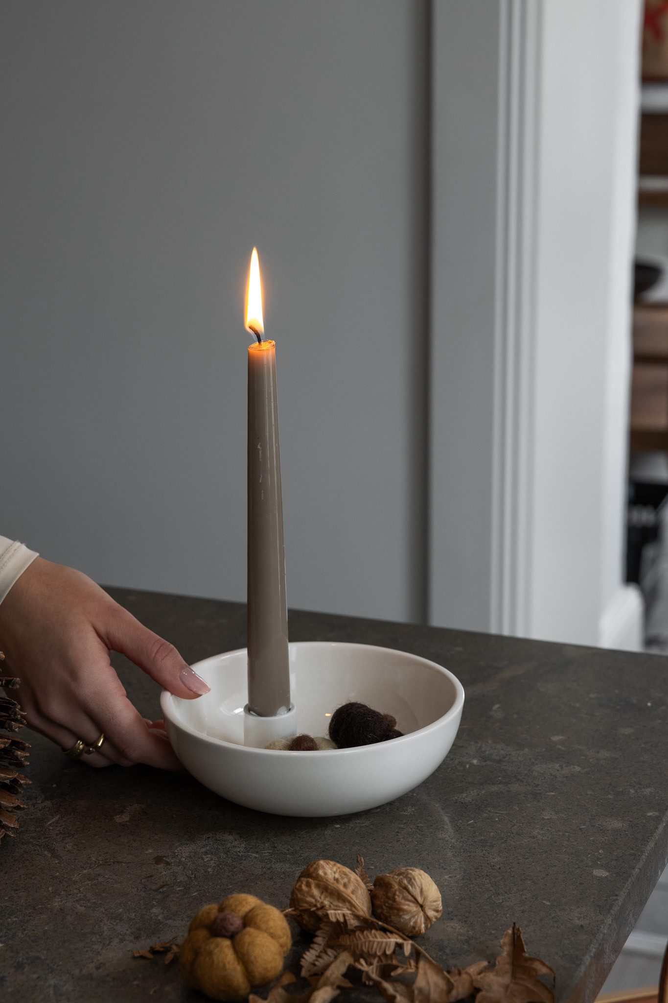 Storefactory Scandinavia Kerzenständer Kerzenhalter LIDATORP S weiß glänzend, Ø 16x5 cm