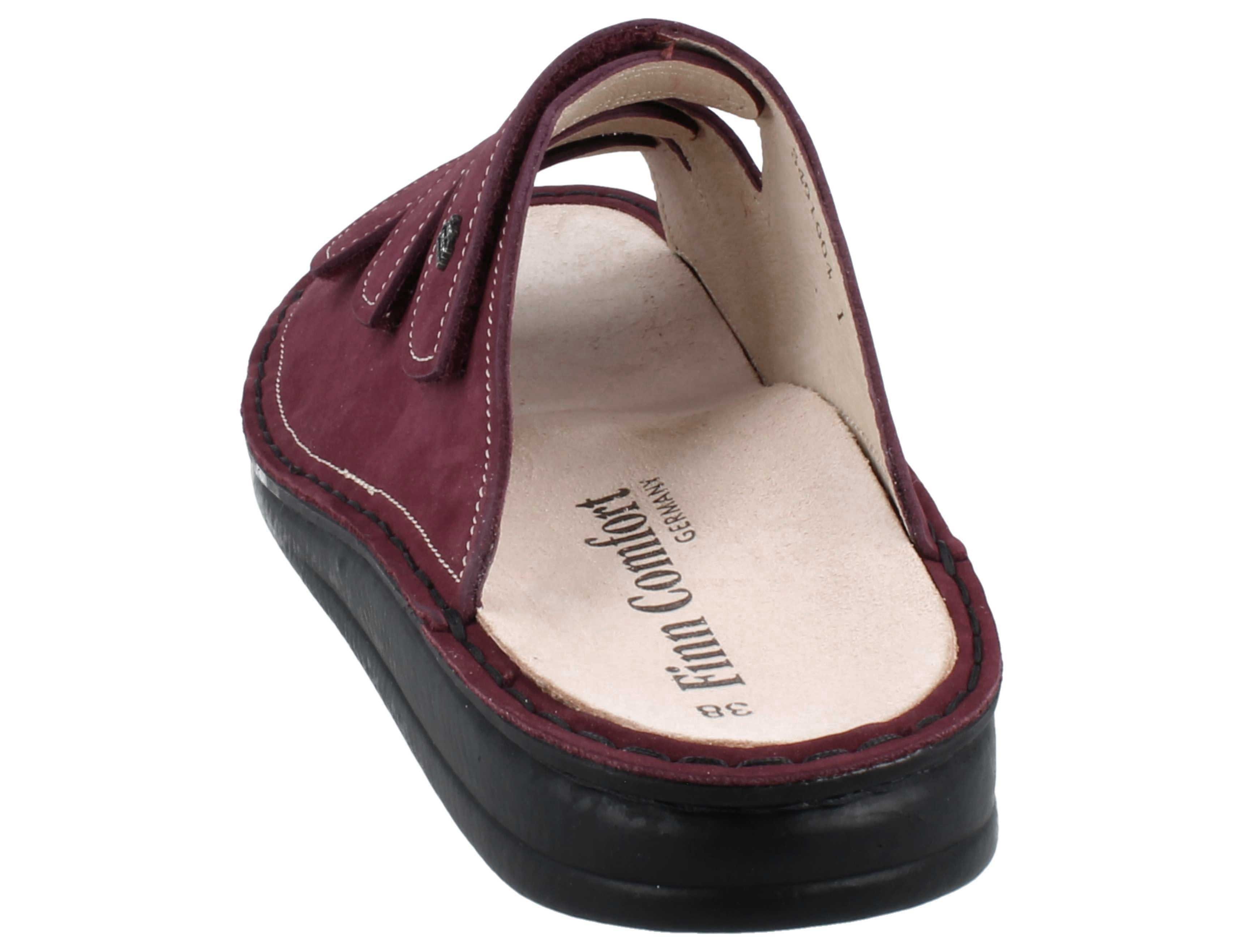 Finn Comfort FINN COMFORT Korfu Damen Pantolette beerenfarben Nubukleder - Größe: Pantolette Wechselfußbett