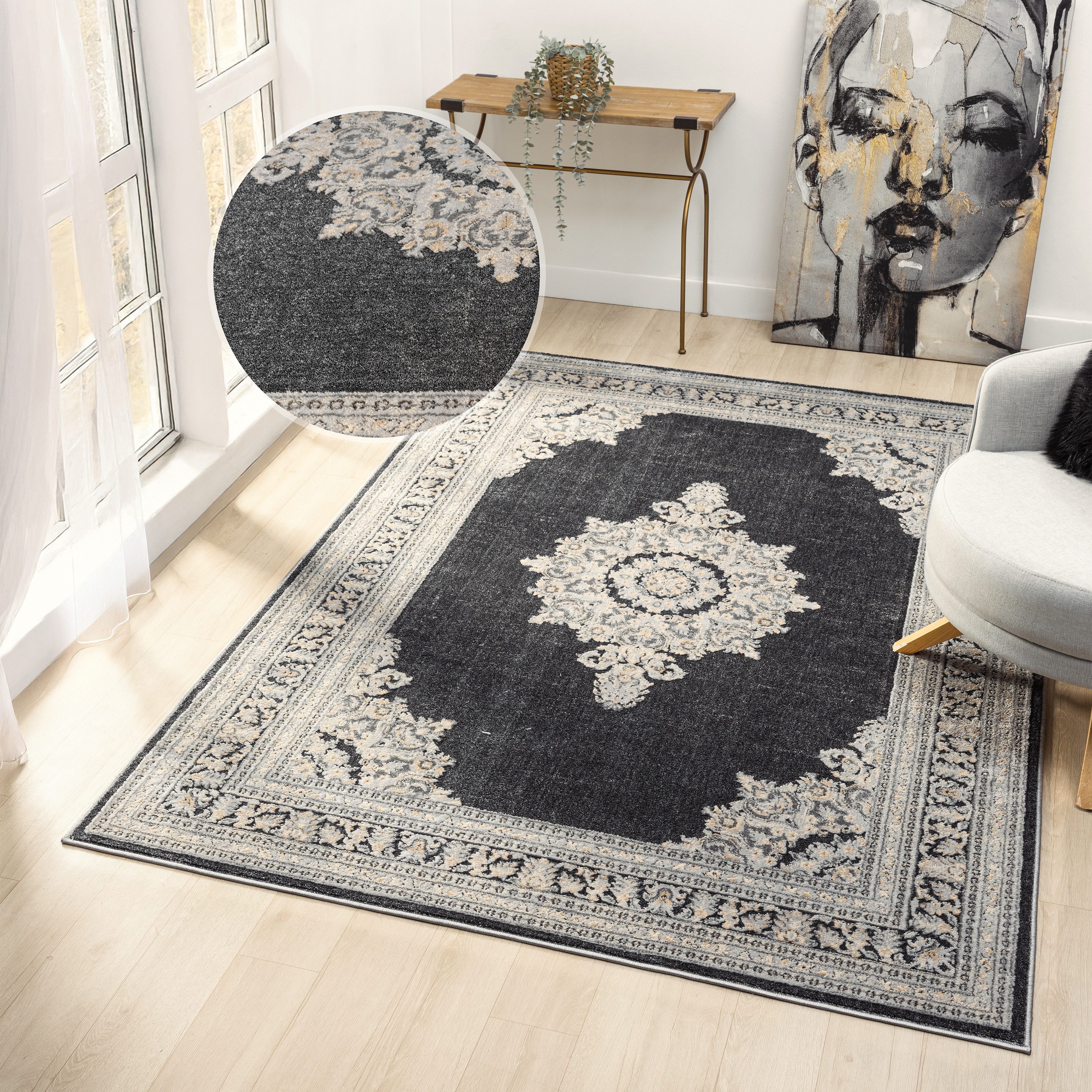 OTTO home Teppich Banli, Vintage-Look, Orient-Optik, rechteckig, Höhe: 9 mm, dezenter Glanz, Schrumpf-Garn-Effekt, Wohnzimmer, Schlafzimmer